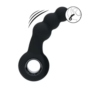 LEVELZ Beaded Silicone Intimate Massager with Loop - Black Rechargeable