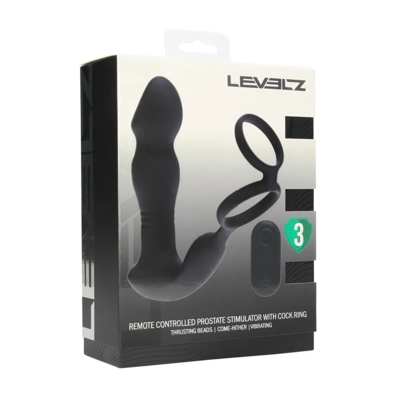 LEVELZ Revo Stealth juodas silikoninis intymus masažuoklis su nuotolinio valdymo pulteliu