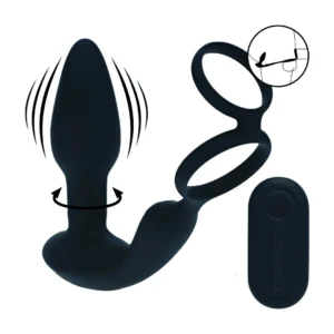 LEVELZ Black Dual Motor Prostate Stimulator with Rotating Beads & Ring