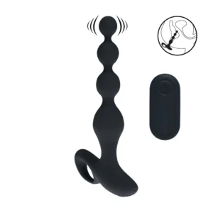 LEVELZ Beaded Vibrating Silicone Anal Device with Remote Black