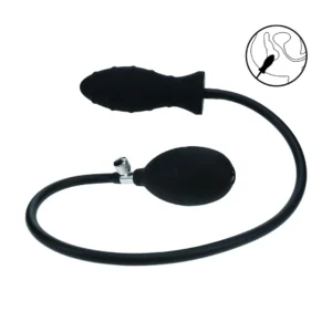 LEVELZ silikoninis pripučiamas kištukas juodas – briaunotas, reguliuojamo dydžio, 15 cm
