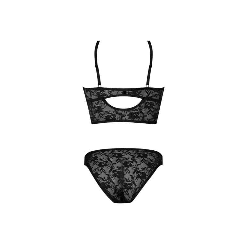 Magic Silk Exposed Underwired Bralette & Lace Panty Set S/M Black