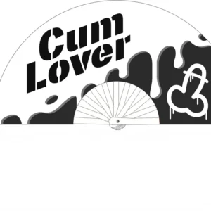 Cum Lover Decorative Fan 64 cm White/Black - Polyester Canvas Design