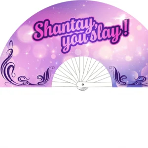 Shantay You Slay Decorative Folding Fan 64cm Purple Canvas