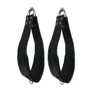 BDSM Leather Support Loops 60cm - Padded, Adjustable, Black, Metal D-Rings