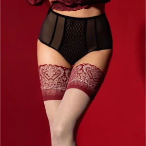 Arabesque Stay Ups 20 Denier - Red Lace, Sheer, Durable 3D Yarn