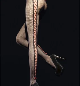 Invito Tights 40 Den - Elegant Fishnet Design with Lace-Up Back Seam