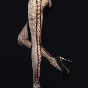 Invito Classic Fishnet Tights 40 Denier with Lace-Up Back Seam Black