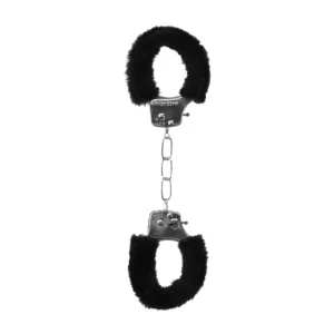 Shots Pleasure Adjustable Handcuffs with Faux Fur Black