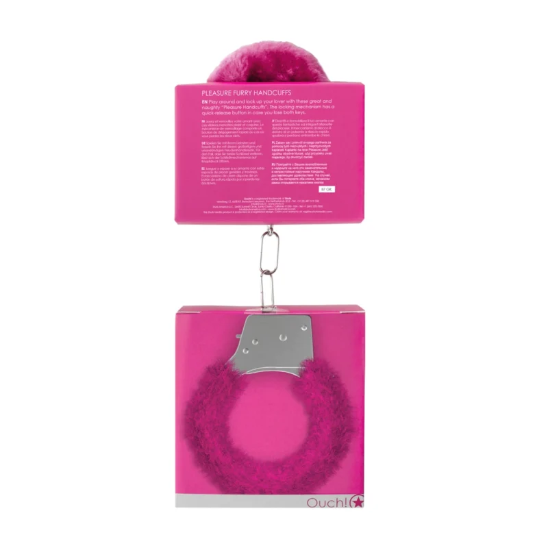 Shots Pleasure Furry Handcuffs with Quick-Release Mechanism, Black