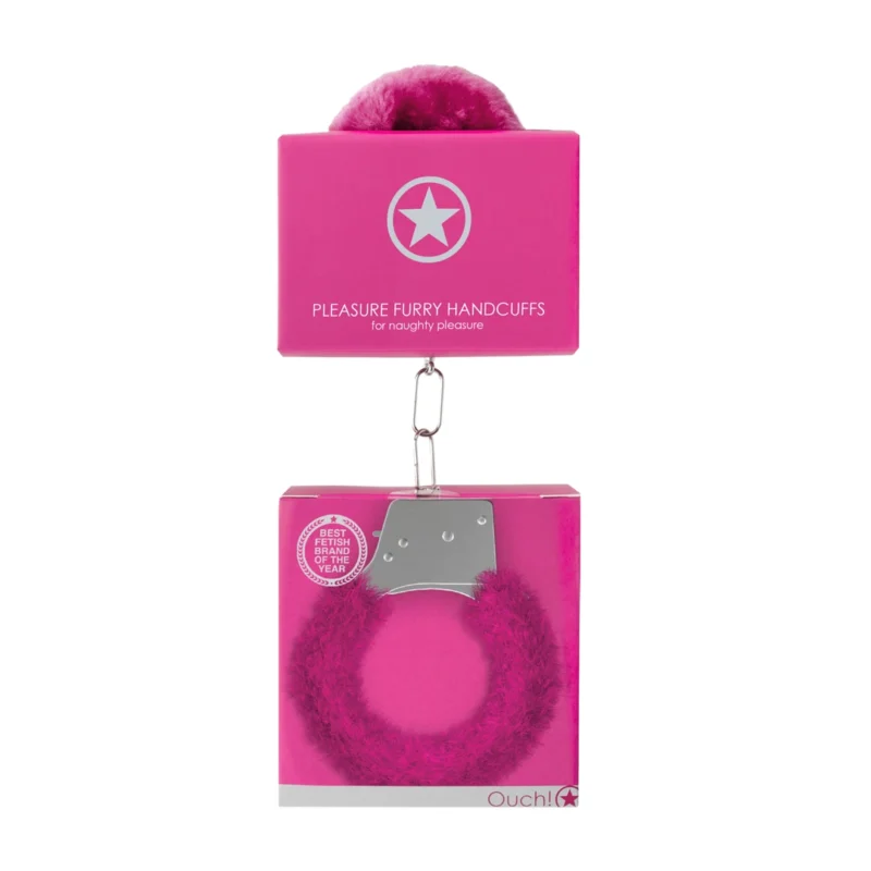 Shots Pleasure Furry Handcuffs with Quick-Release Mechanism, Black