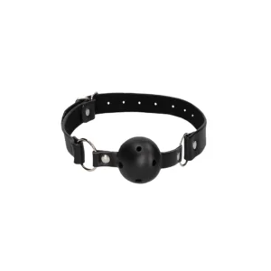 Ouch! Adjustable Leather Breathable Ball Gag Black Universal Fit