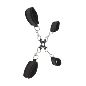 Ouch! Adjustable Furry Hand & Leg Cuffs with Velcro Closure, Black