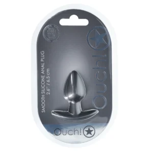 Ouch! Smooth Silicone Plug Small 2.6” (6.5 cm) Gunmetal Finish