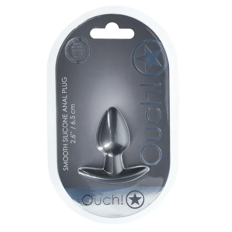 Ouch! Smooth Silicone Plug Small 2.6'' (6.5 cm) Gunmetal Finish