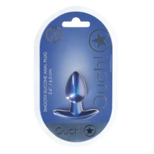 Ouch! Metallic Blue Small Silicone Plug 2.6”/6.5cm – Smooth Finish
