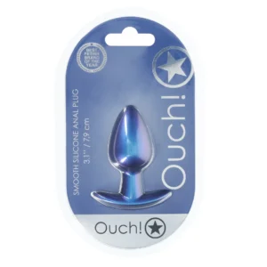 OUCH! Medium Silicone Plug 7.9 cm Metallic Blue – Smooth Design