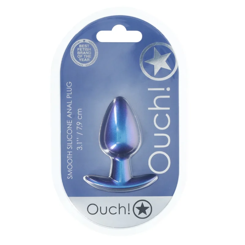 OUCH! Medium Silicone Plug 7.9 cm Metallic Blue - Smooth Design