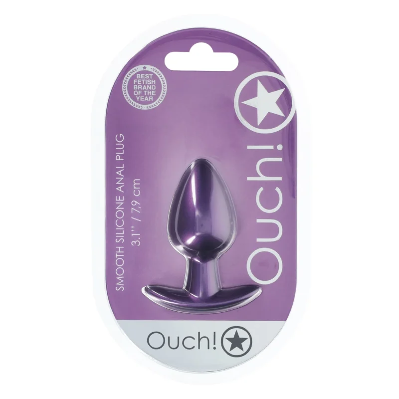 Ouch! Medium Silicone Plug Metallic Purple 7.9 cm Ergonomic Design