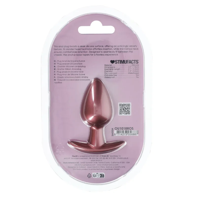 Ouch! Medium Silicone Plug Rose Gold 7.9 cm Comfortable Design