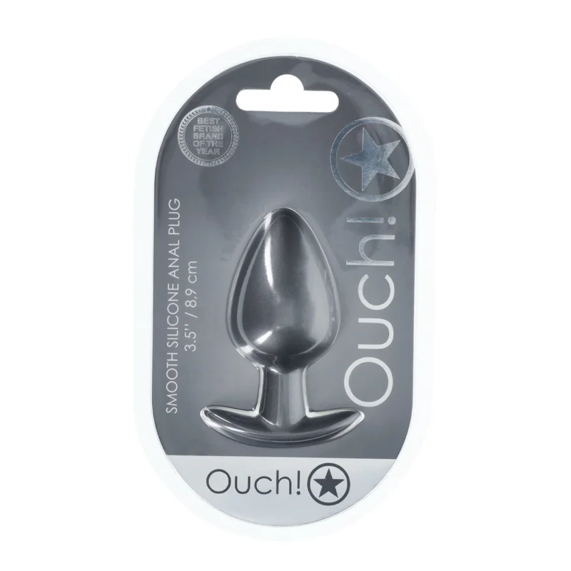 Ouch! Smooth Silicone Plug Large 3.5'' (8.9 cm) Gunmetal Finish