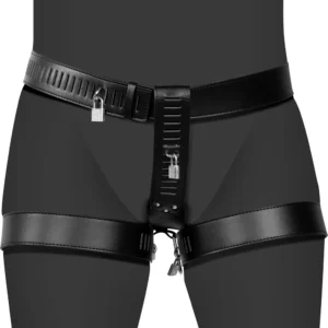 OUCH! Xtreme PU Leather Female Belt with Adjustable Leg System Black