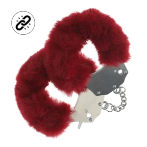 Ouch! Heavy-Duty Fluffy Handcuffs Burgundy - Soft Lining & Secure Lock
