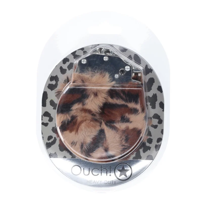 Oi! Tvirti pliušiniai antrankiai leopardo raštu, reguliuojamas metalas