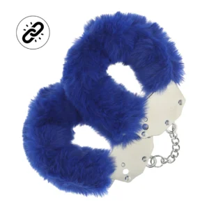 Ouch! Heavy-Duty Fluffy Handcuffs Navy - Secure Plush Fastening System