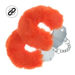 Ouch! Heavy-Duty Fluffy Handcuffs Orange - Secure Lock, Soft Lining