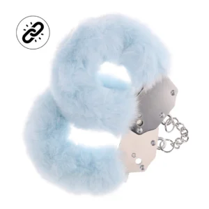 Ouch! Heavy-Duty Fluffy Handcuffs Powder Blue - Secure Lock System