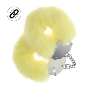 Shots Toys Soft Fluffy Handcuffs Yellow - Secure Locking System, Adjustable