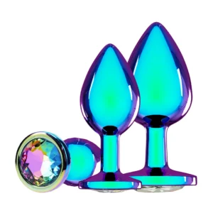 Ouch! Venice Collection Iridescent Metal Plug Set 3 Sizes Jewel Base