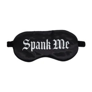 Spank Me Printed Satin Mask Black - Elegant Sensory Play Eye Cover