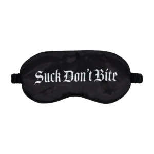 Suck Don't Bite Satin Eye Mask Black - Elegant Printed Sleep Mask