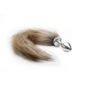 Ouch! Fox Tail Anal Plug - Stainless Steel & Faux Fur, Medium Size