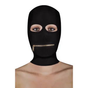 Ouch! Xtreme Zipper Hood Mask with Adjustable Mouth Closure Black