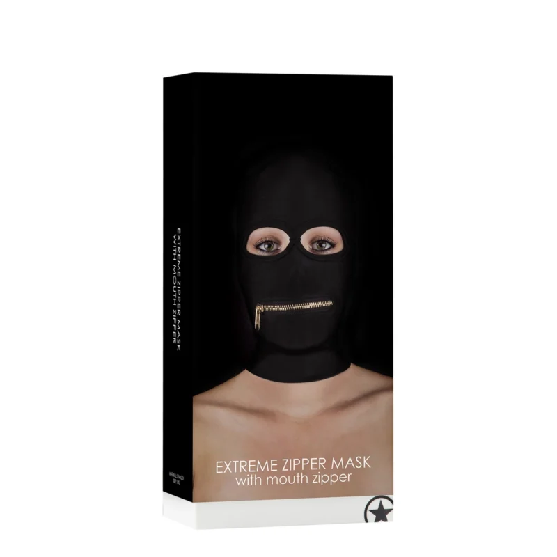 Ouch! Xtreme Zipper Hood Mask with Adjustable Mouth Closure Black