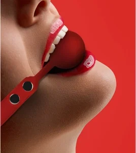 Ouch! Silicone Ball Gag Adjustable Leather Strap Black Universal Fit