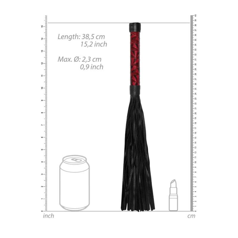 OUCH! Burgundy Faux Leather Impact Whip 38.5cm with Secure Handle
