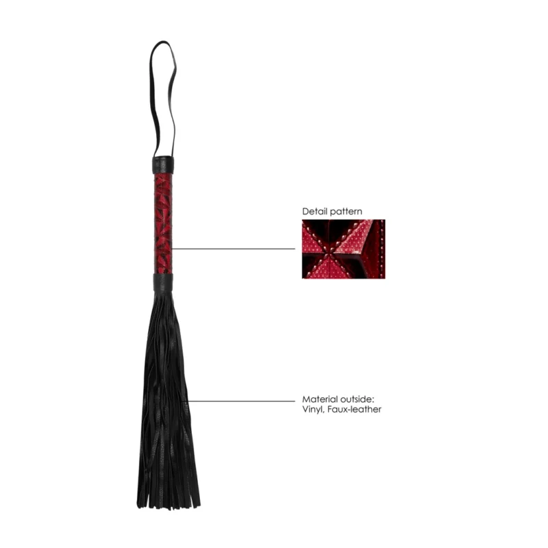 OUCH! Burgundy Faux Leather Impact Whip 38.5cm with Secure Handle