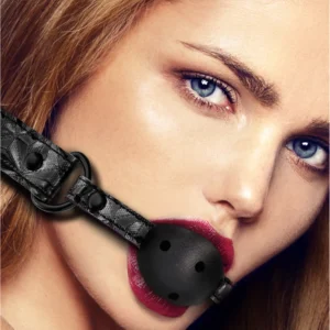 OUCH! Diamond Pattern Adjustable Breathable Ball Gag Neoprene Black