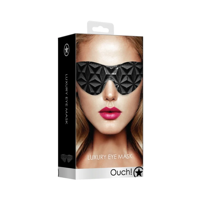 Ouch! Faux-Leather Diamond Pattern Eye Mask Black 19.5cm