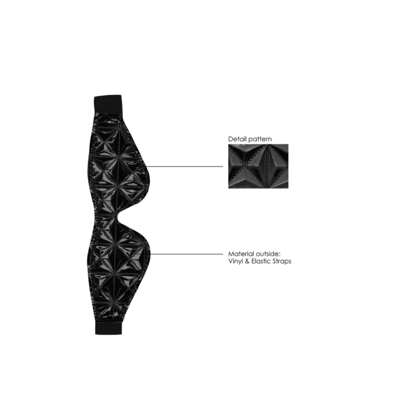 Ouch! Faux-Leather Diamond Pattern Eye Mask Black 19.5cm