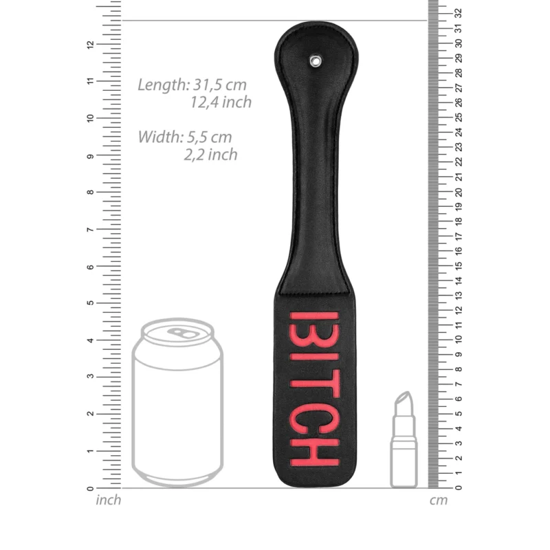 Ouch! Paddle Leather Impact Tool Reversed Imprint Black 32 cm