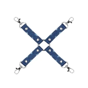 OUCH! Denim 4-Way Hogtie Cross Restraint - Heavy-Duty Adjustable 25cm