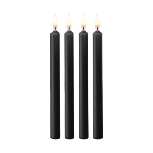Ouch! Large Black Sensation Wax Candles Set - 4 Pieces, Body Art Accessory