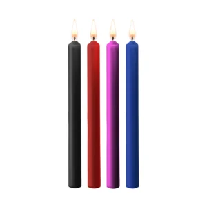 Ouch! Teasing Wax Candles Set - 4 Large Pieces, Multicolor