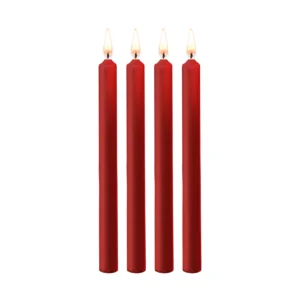 Ouch! Teasing Wax Candles Set 4pcs Large Red - Sensory Play Accessory