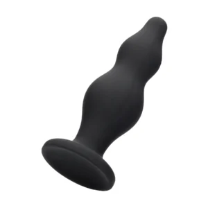 Shots Bubble Silicone Plug with Suction Base Black Medium